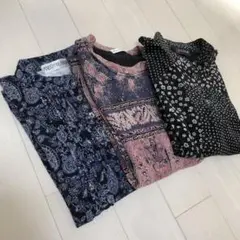 ［美品］レディース ミセス シニア トップス カットソー厚手 長袖 3点セット