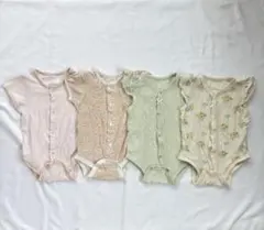 前開きロンパース　半袖　タンクトップ　フリル　60 70 メッシュ