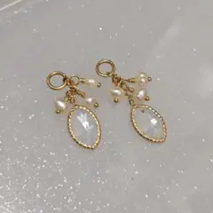 agete K10ピアスチャーム クォーツ パール