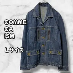 N0244　コムサイズム　デニムジャケット　多ポケットデザイン　ブルー　Ｌ