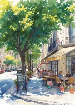 華やかな街並み】ピエール・ロネット 風景画 油彩画 油絵 絵画 肉筆