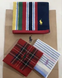三点セット　ラルフローレン　ウォッシュタオ　ミニタオル　片面ガーゼ生地　タグ無し