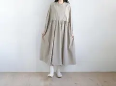 ワンピース ベージュチェック コットン オオカミとフクロウ 美品 一回着用