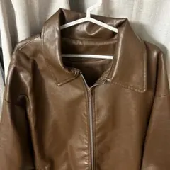 ブラウン レザージャケット ジッパー付き