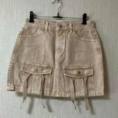 SCULPTOR ベージュ ポケット付きデニムミニスカート