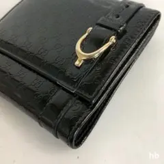 GUCCI グッチ マイクログッチシマ 二つ折り財布 ブラック エナメル レザー