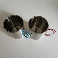 ステンレス製カラビナハンドルマグカップ2個セット
