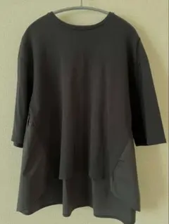 アーバンリサーチ　ペプラム異素材　半袖Tシャツ ブラックのサムネイル