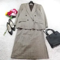 G3792*東京スタイル☆チェック柄☆ダブル☆スカート☆スーツ☆セットアップ