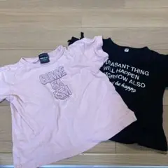 COMME CA ISM 半袖Tシャツ 100A 黒ピンク 2枚セット