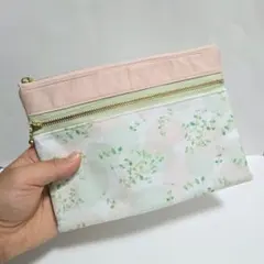 フラットダブルなマルチポーチ(ハコベ)　ハンドメイド