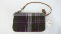 本物極美品未使用コーチCOACH本革キルトポーチチェック柄化粧ポーチレディース