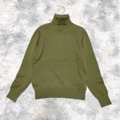 ユナイテッドアローズ M タートルネック ニット 緑 通勤 カシミヤ混 ウール