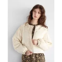 Ample ジャガードノーカラー中綿ブルゾン （アイボリー）