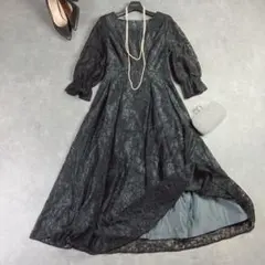 プールヴー チュール刺繍レイヤード風ロングワンピース ドレス 4L 結婚