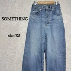 サムシング デニムパンツ ワイドパンツ XS ブルー 小さいサイズ 脚長効果のサムネイル