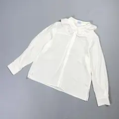 新品 組曲 フリルカラーブラウス 比翼仕立て ホワイト サイズ3*ND504