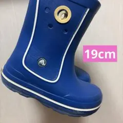 19cm J1クロックスCROCS レインブーツ　レインシューズ　長靴　青