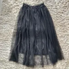 アース　ブラック　フレアスカート ロングスカート　チュールスカート