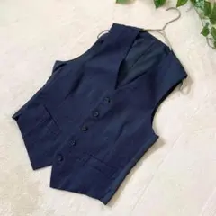 【メンズベスト　サイズF】シンプル　ジレ　通勤　仕事　前ボタン　ストライプ