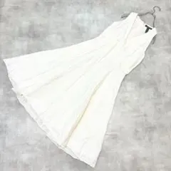 ローレンラルフローレン 美品 リネン ワンピース カシュクール 10号 春夏 白