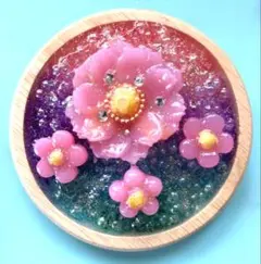 コスモス　朝露に濡れたコスモス　オブジェ　レジン