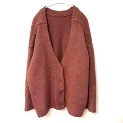 FREAK'S STORE 深Vネックシャギーニット2wayカーディガン　ピンク