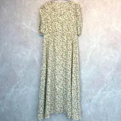 【GU】ジーユー 花柄 フロントボタン ロングワンピース L 半袖 春夏 レトロ