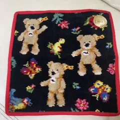 【未使用】steiff × FEILER ハンカチ テディベアキーリングセット フェイラー×シュタイフ、白いテディベア「ロッテ」のシュニール