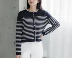 コカ coca 金ボタンボーダーカーディガン （Navy）