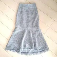 ♡RESEXXY♡ツイードマーメイドフレアスカート グレー フリンジ