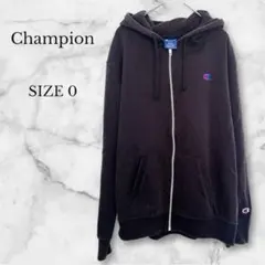 チャンピオン フルジップパーカー ブラック ロゴ入り シンプル 男女兼用 XL
