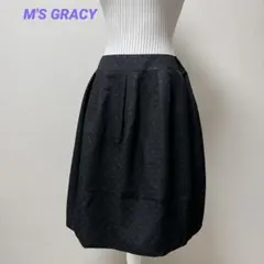 エムズグレイシー　ひざ丈スカート　シャドーフラワー　ラメ　ブラック　サイズ40