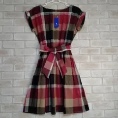 新品未使用 ブルーレーベル ワンピース チェック ウエストゴム リボン