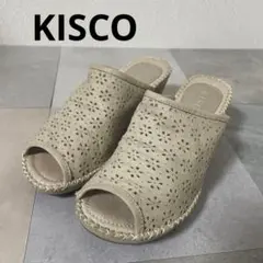 KISCO オープントゥミュール ベージュ　ウェッジソール S(22.5)のサムネイル