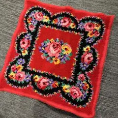 フェイラー花柄刺繍 赤いハンカチ