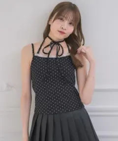 エムズエキサイト ホルター付きキャミソール ドット柄 リボン レトロガールのサムネイル