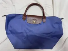 LONGCHAMPネイビー トートバッグ レザー ハンドル