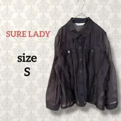 SURE LADY【S】シアーシャツブラウス ブラウン系 透け感 レナウン 無地