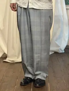 90s チェック　スラックス　ワイド　ストレート　38インチ　37インチ