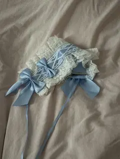 青と白のレースヘッドドレス