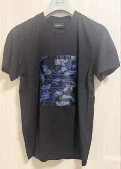 エンポリオアルマーニ迷彩プリント クルーネックTシャツ ブラック　S