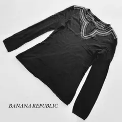 BANANA REPUBLIC 長袖カットソー 刺繍ネック グレー Sのサムネイル