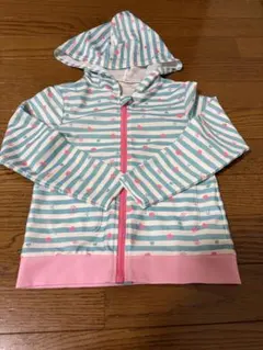 ラッシュガード 120 女の子　ハート　水色　白　水着