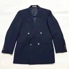 Aquascutum ウール テーラードジャケット ダブル 紺ブレ 92A4