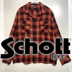 【schott】Open collar flannel check shirt