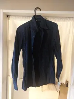 SA ストライプ柄 長袖シャツ ダークブルー