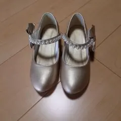 ゴールド パール リボン フォーマルシューズ
