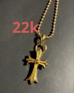22k ゴールド　クロス　ネックレス