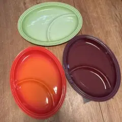 LE CREUSET オーバルプレート 2枚セット 白＆オレンジ - メルカリ